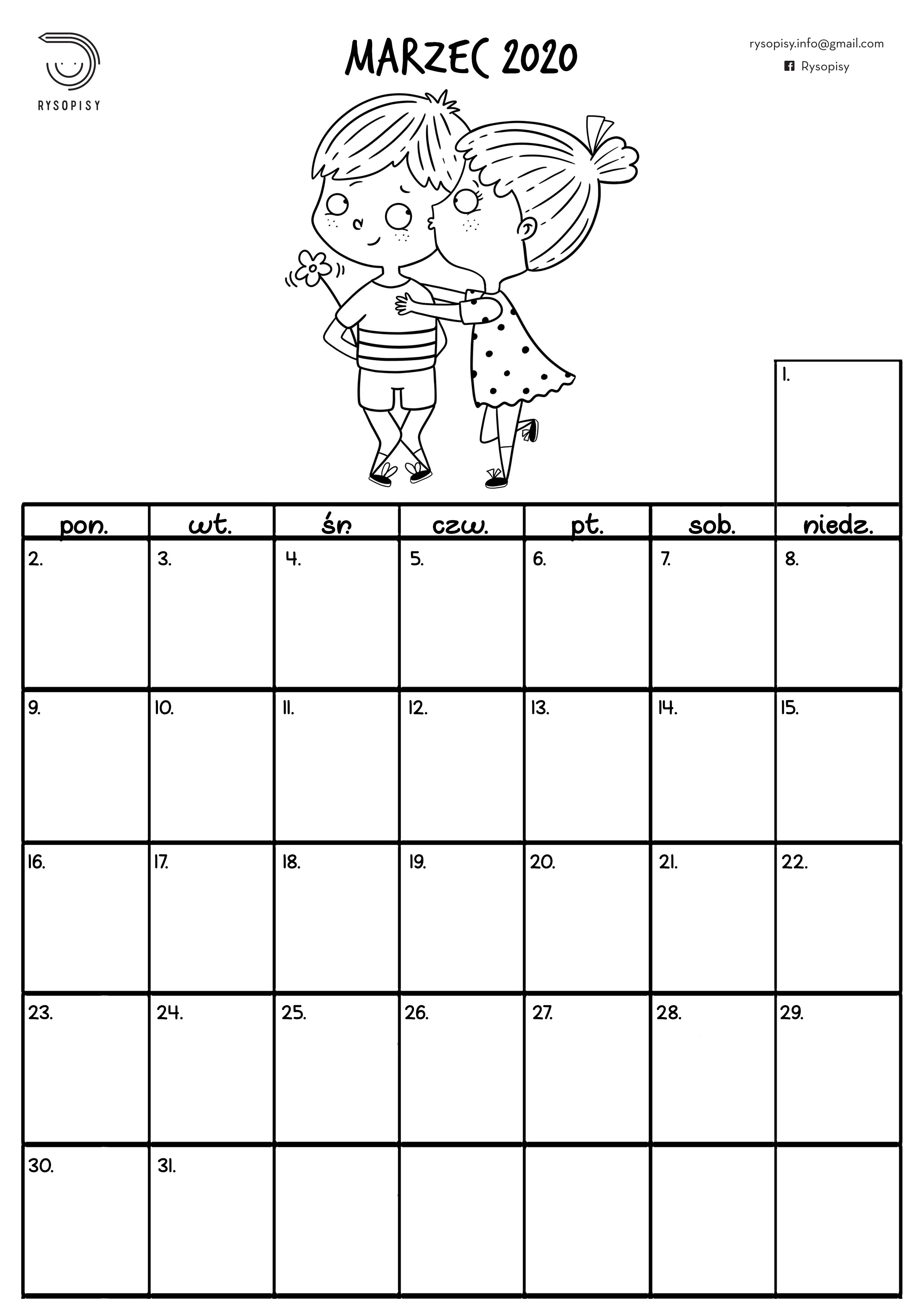 Kalendarz- marzec 2020
