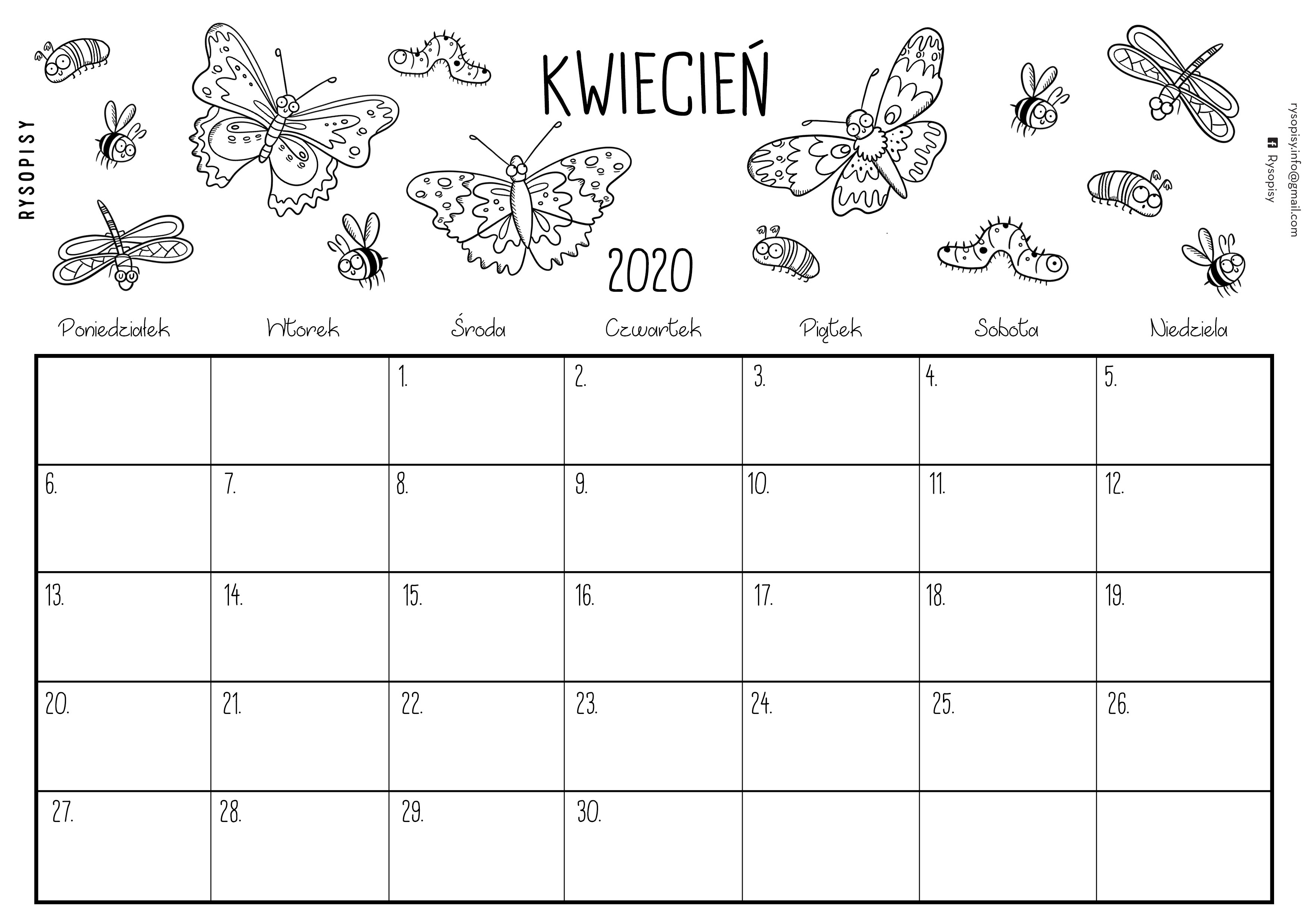 Kalendarz kwiecień 2020