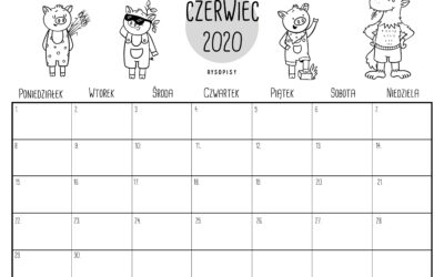Kalendarz – czerwiec 2020 do kolorowania