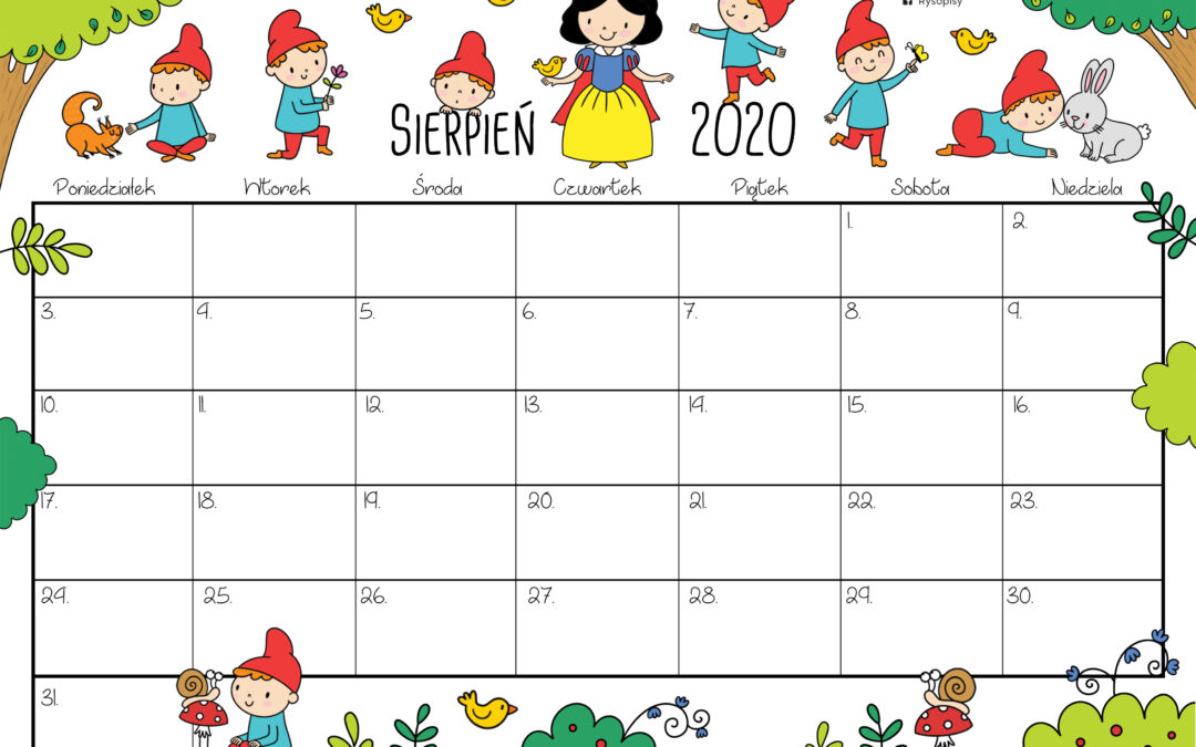 Kalendarz SIERPIEŃ 2020